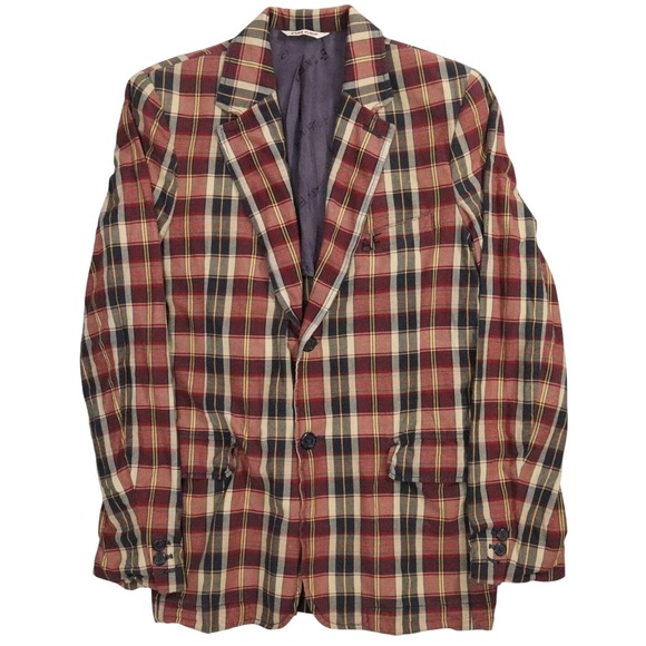 Ezra Fitch Abercrombie & Fitch Plaid Blazer Mens M Madras Cotton Lined Vintage